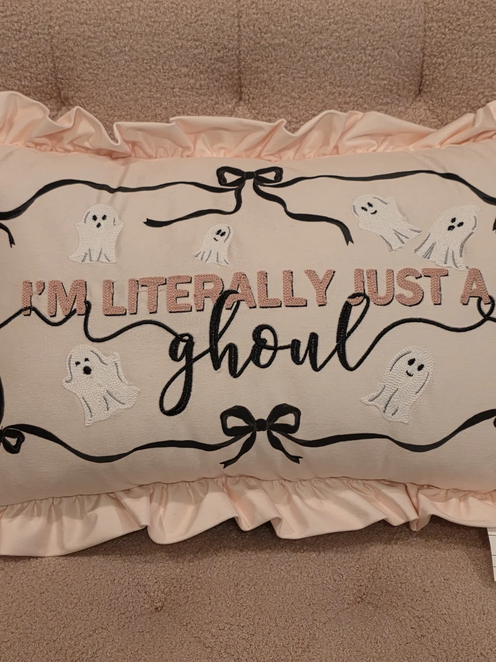 I'm Literally Just a Ghoul Decorative Pillow - Pink
